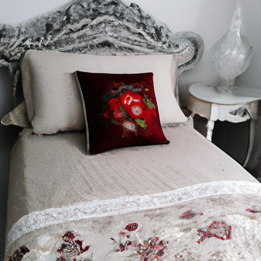 Stylowe łóżko z elegancką kołdrą i poduszkami, które podkreślają wystrój sypialni